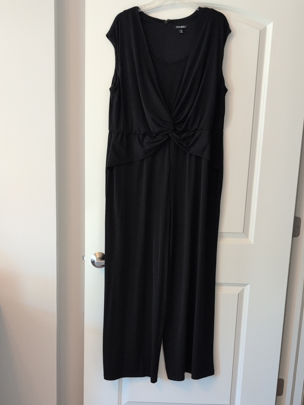 Roz & Ali Black Twisted-Front Sleeveless Jumpsuit